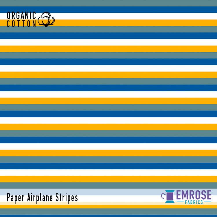 Paper Airplane Yellow Stripe on Organic Cotton/Spandex Jersey