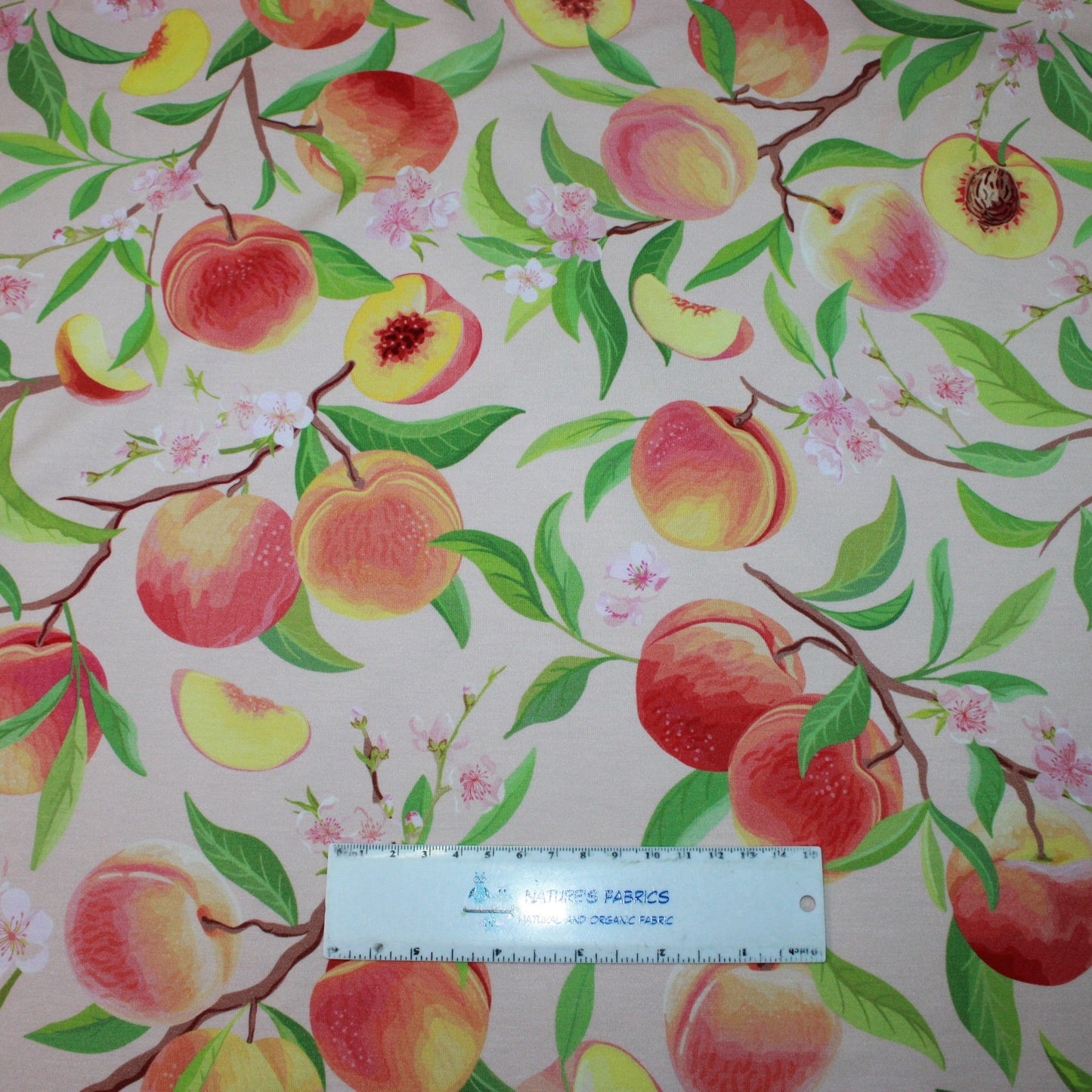 Peaches on Peach Bamboo/Spandex Jersey Fabric - Nature's Fabrics