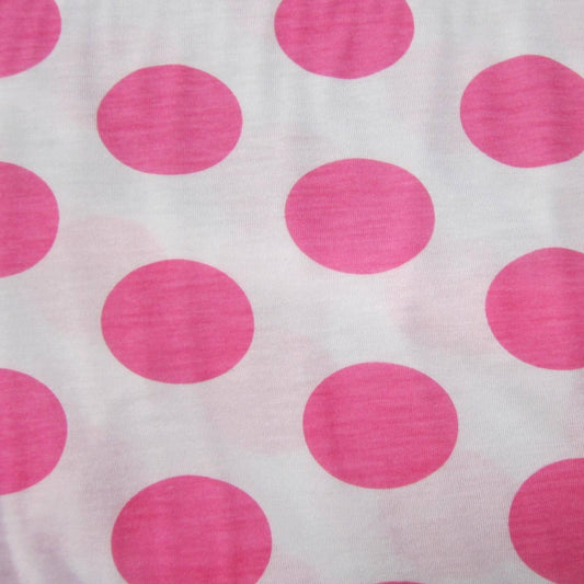 Pink 2" Dots on White Cotton Jersey 