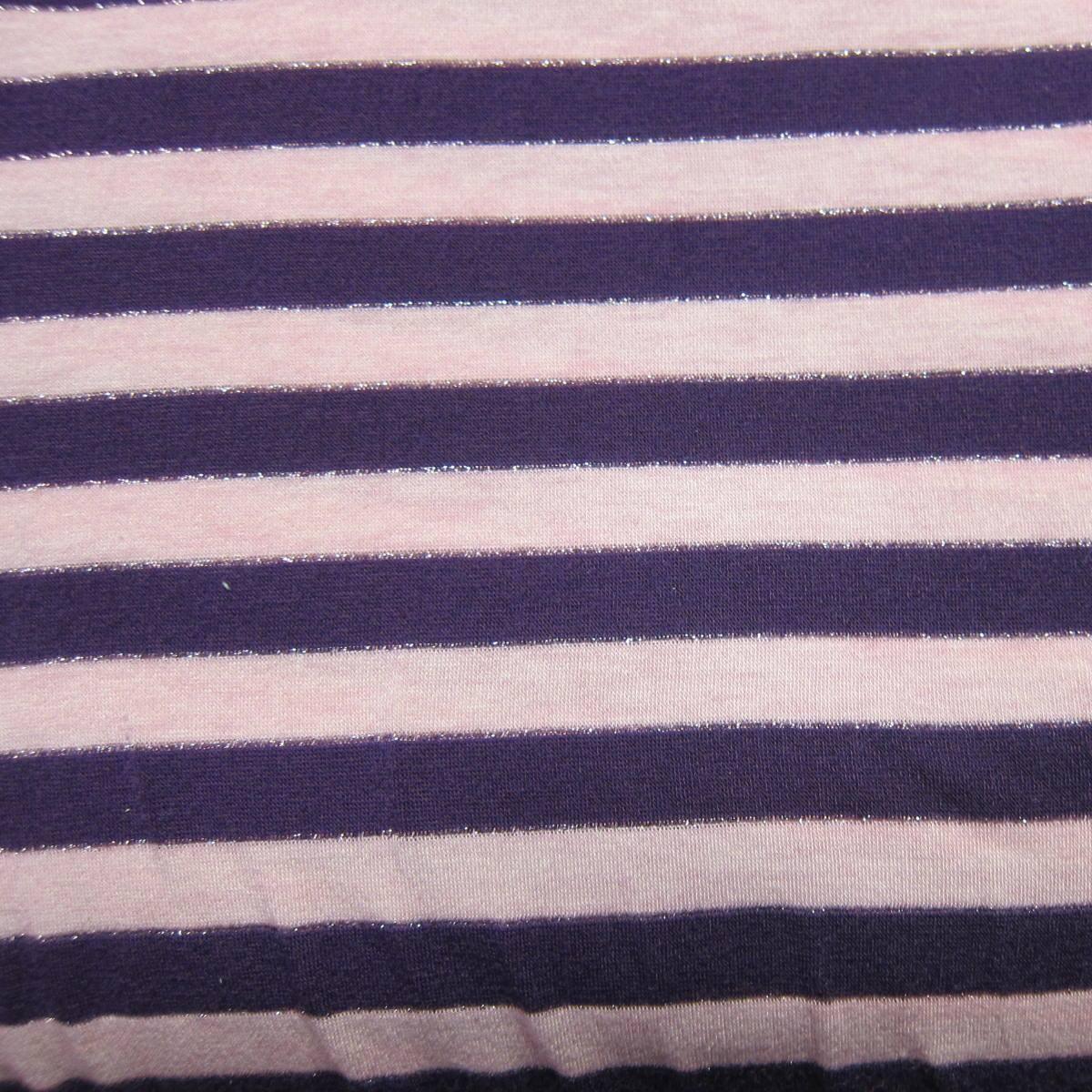 Pink and Purple Sparkle Stripe on Cotton Jersey