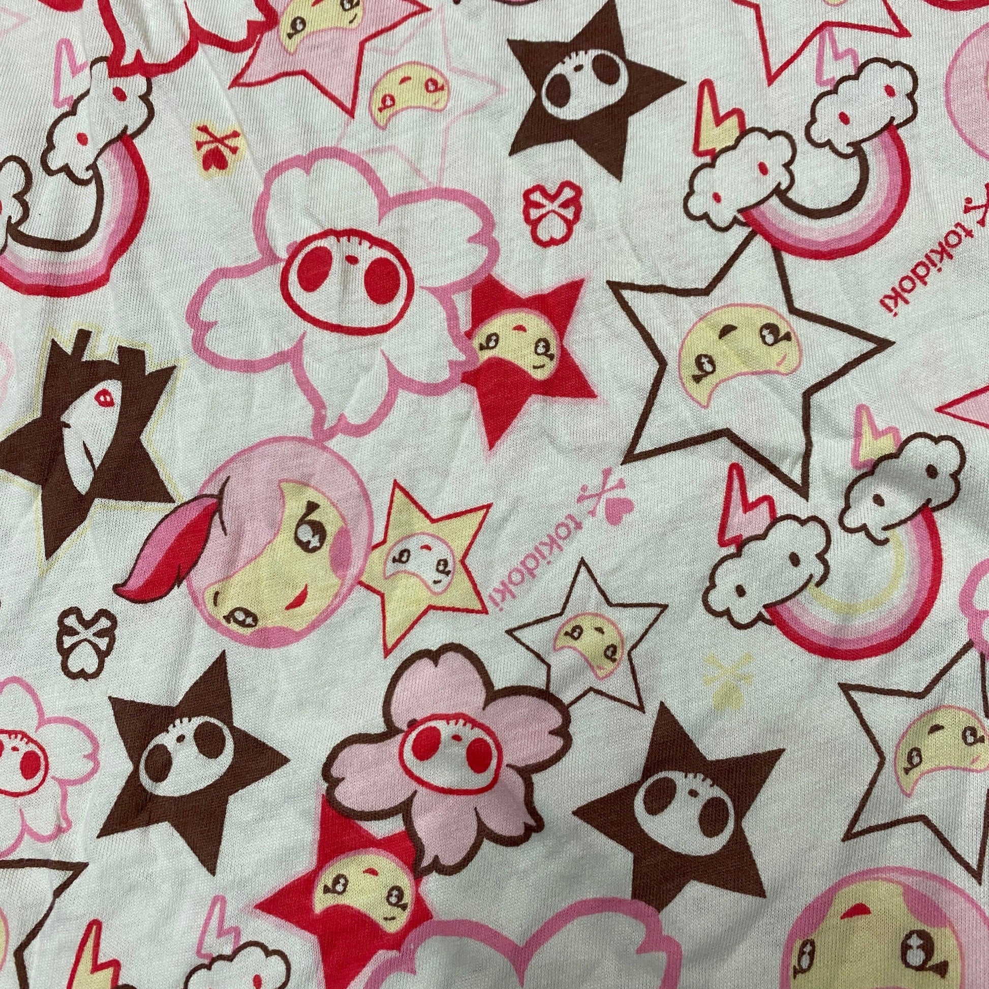 Pink Anime on Natural Cotton Jersey Fabric - Nature's Fabrics
