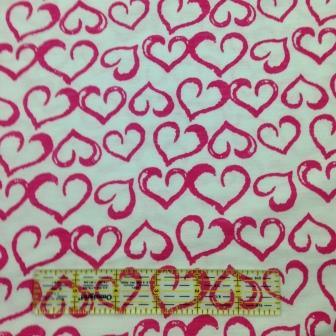 Pink Hearts on White Cotton Poly Jersey
