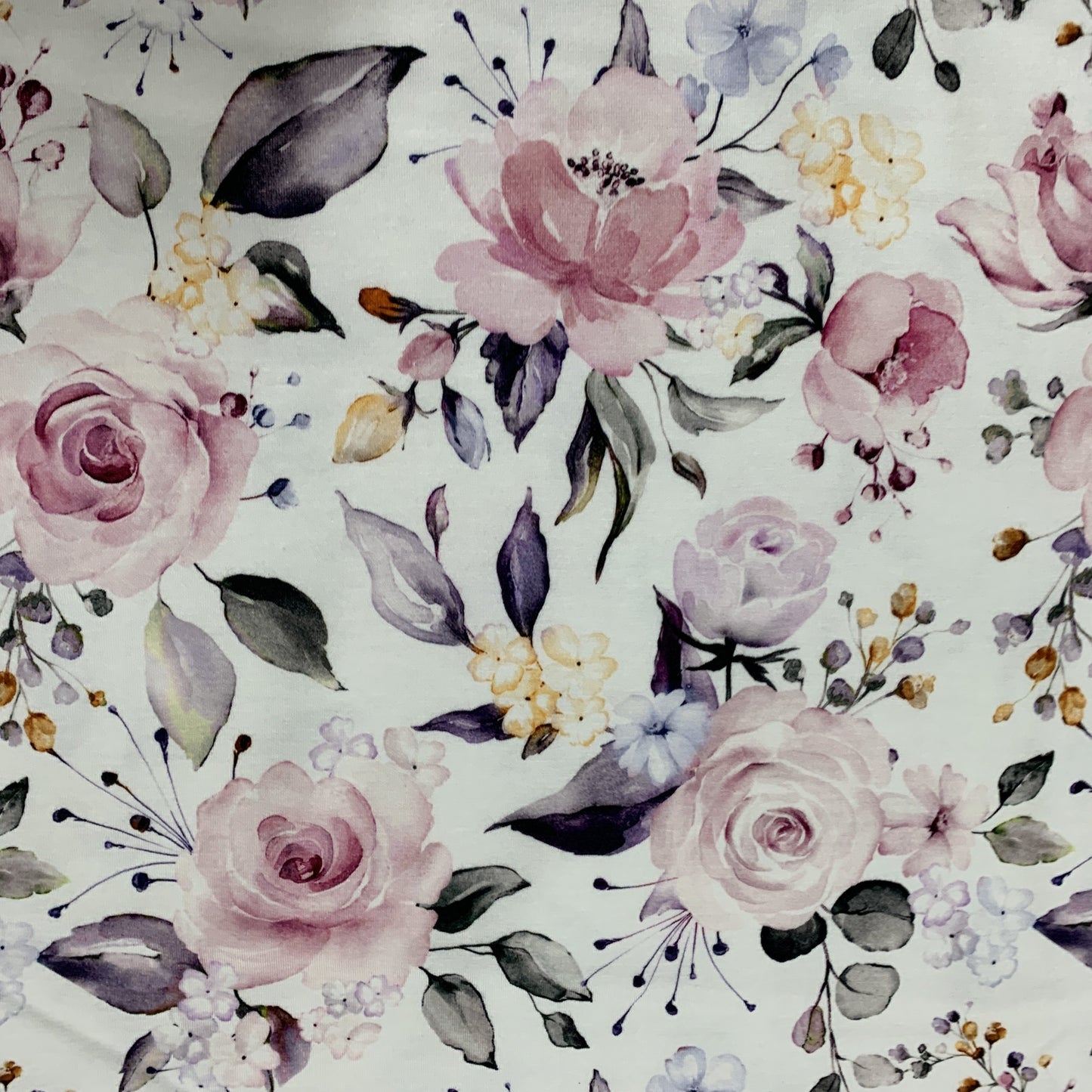 Pink Roses on White Bamboo/Spandex Jersey - Nature's Fabrics