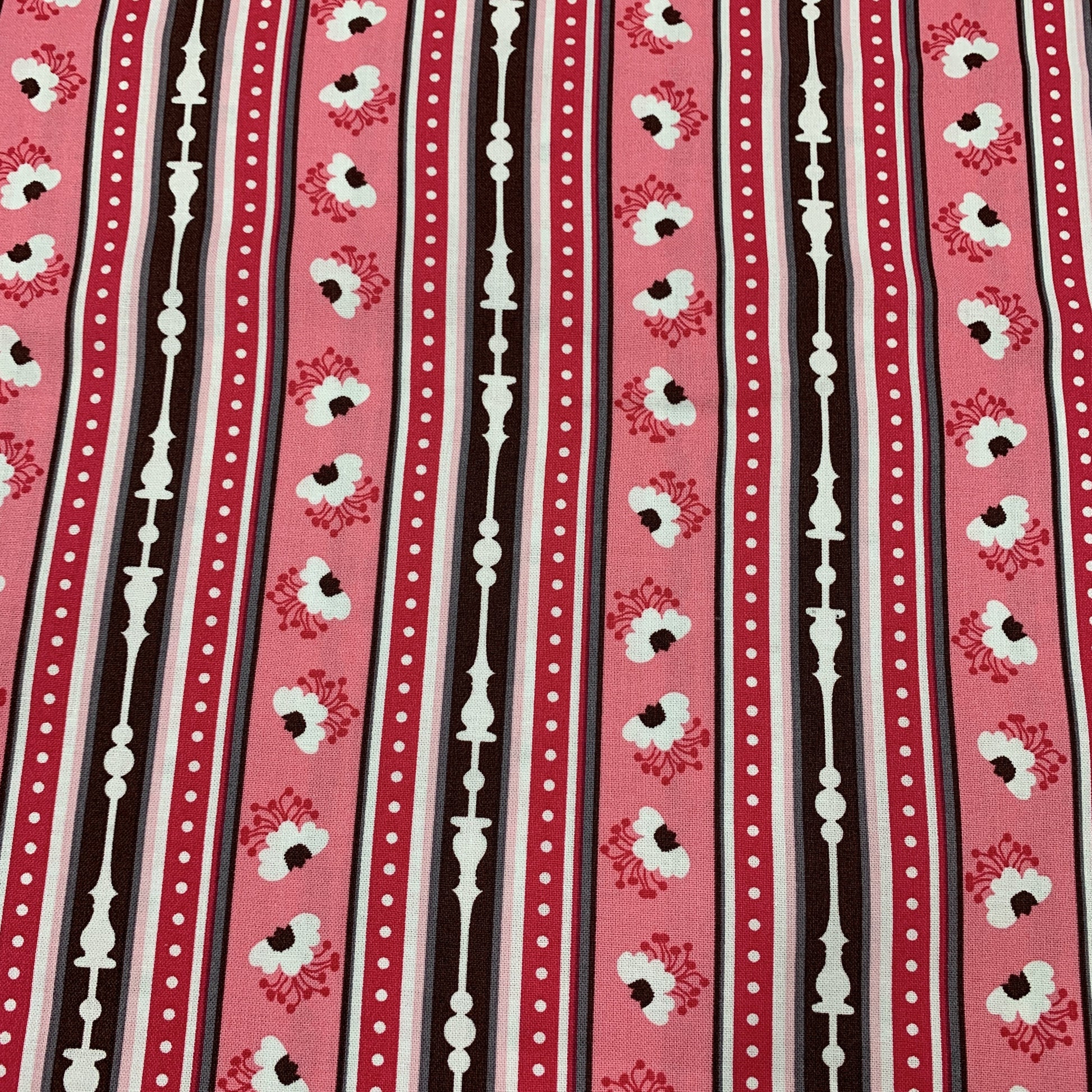 Pink Ticking Stripe on 100% Cotton Woven Fabric - Nature's Fabrics