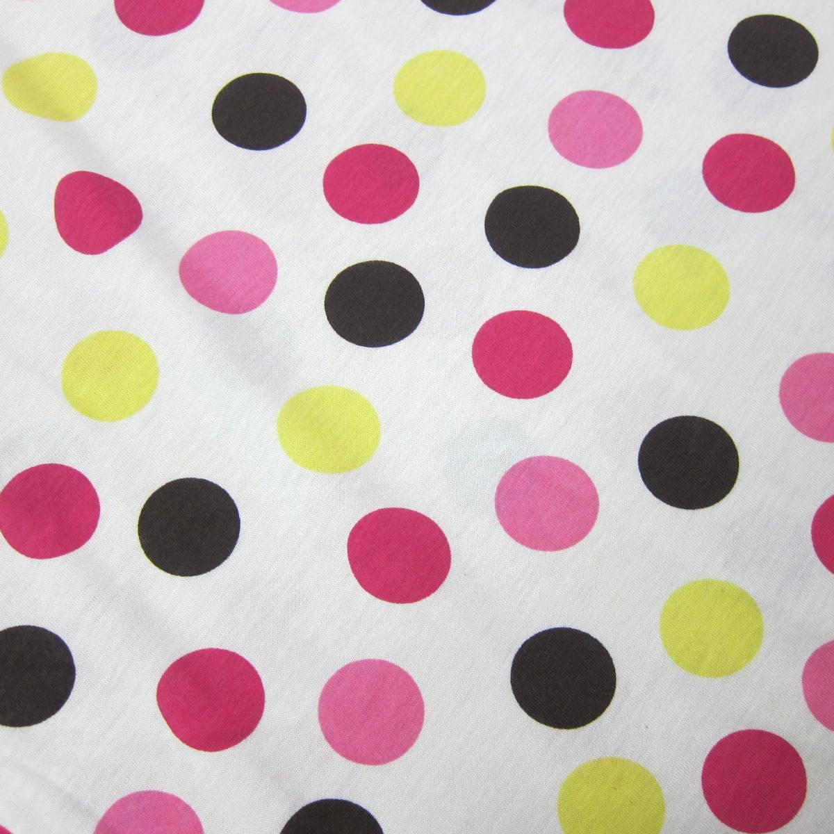 Pink, Yellow and Brown Dots On Natural Cotton Jersey 