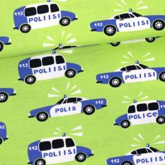 Police on Green Organic Cotton/Spandex Jersey Fabric - Nature's Fabrics