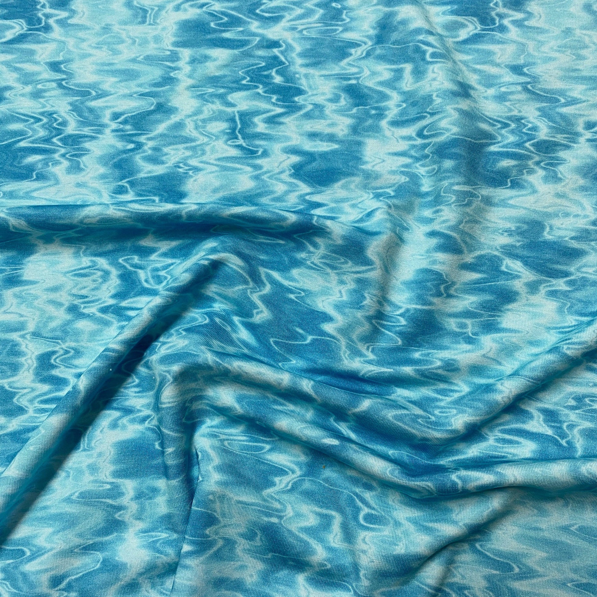 Pool Blue on Bamboo/Spandex Jersey Fabric - Nature's Fabrics