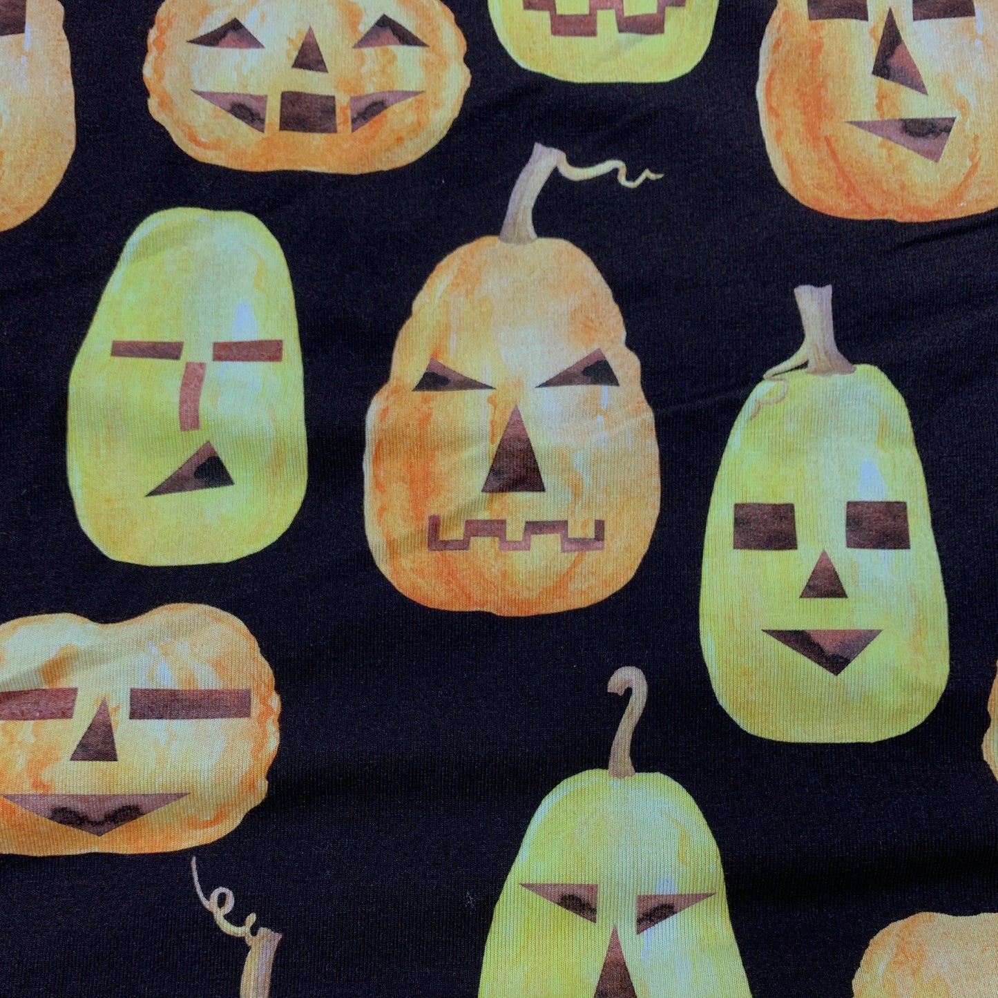 Pumpkin Rows on Brown Bamboo/Spandex Jersey Fabric - Nature's Fabrics