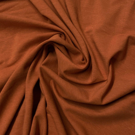 Pumpkin Spice Hemp Stretch Jersey Fabric - 240 GSM -$13.70/yd, 15 yards - Nature's Fabrics