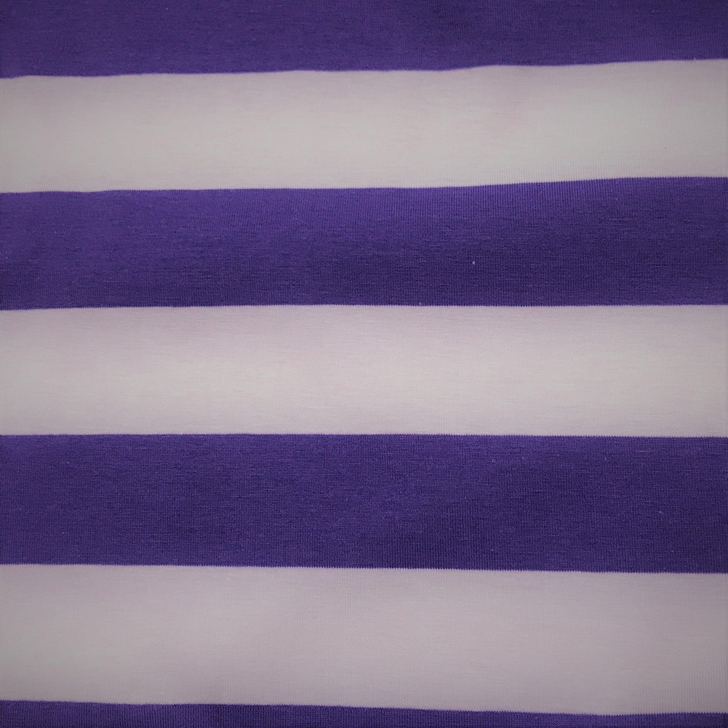 Purple and Lilac 1 1/2” Stripes on Cotton/Spandex Jersey