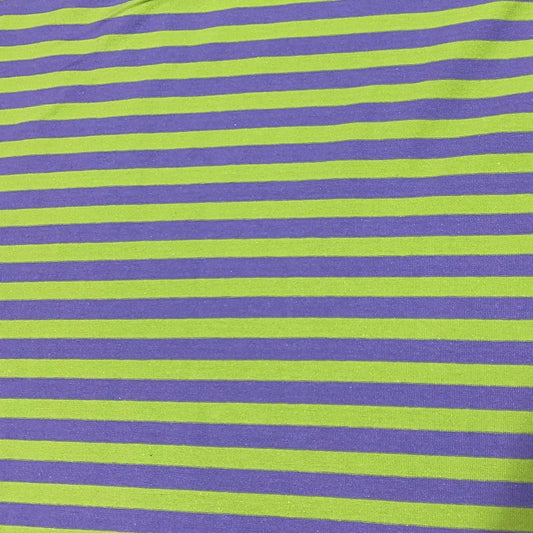 Purple and Lime 3/8" Stripes on Cotton/Spandex Jersey Fabric - Nature's Fabrics