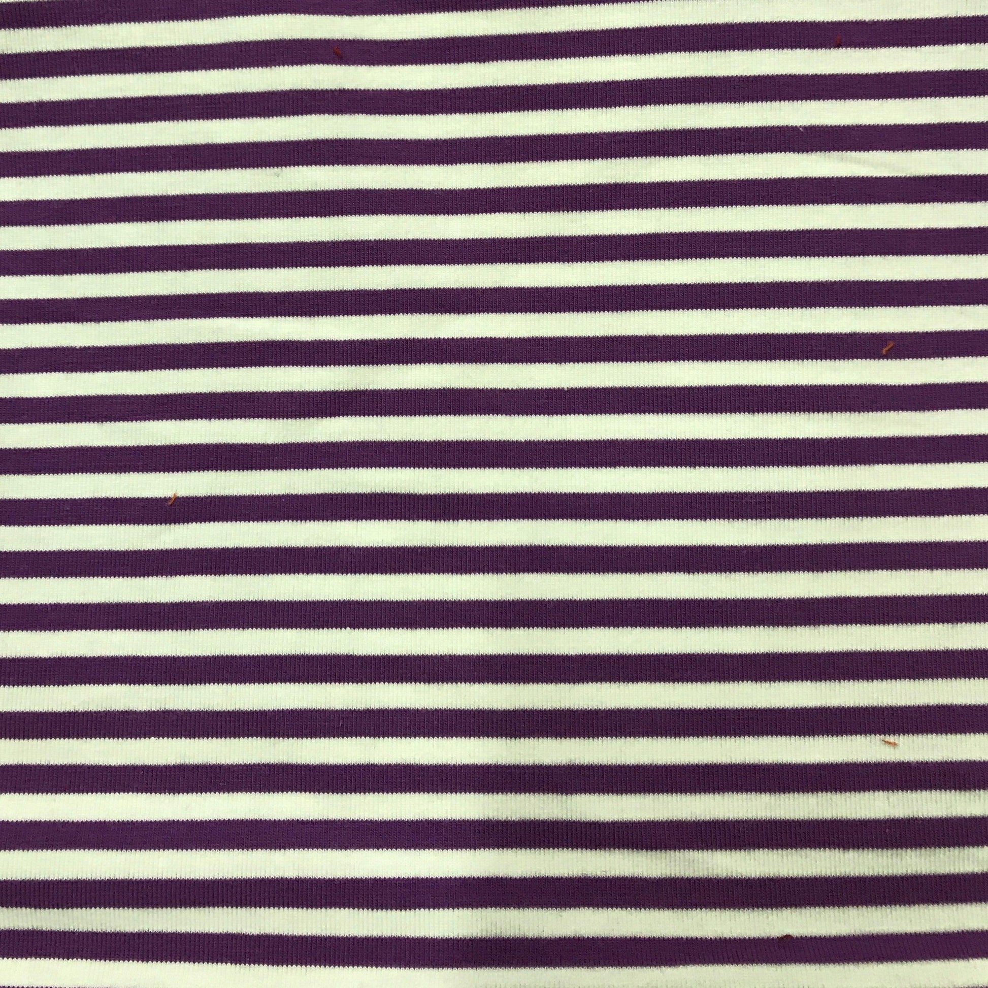 Purple and White 1/8" Stripes on Cotton/Spandex Jersey Fabric - Nature's Fabrics
