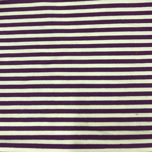 Purple and White 1/8" Stripes on Cotton/Spandex Jersey Fabric - Nature's Fabrics