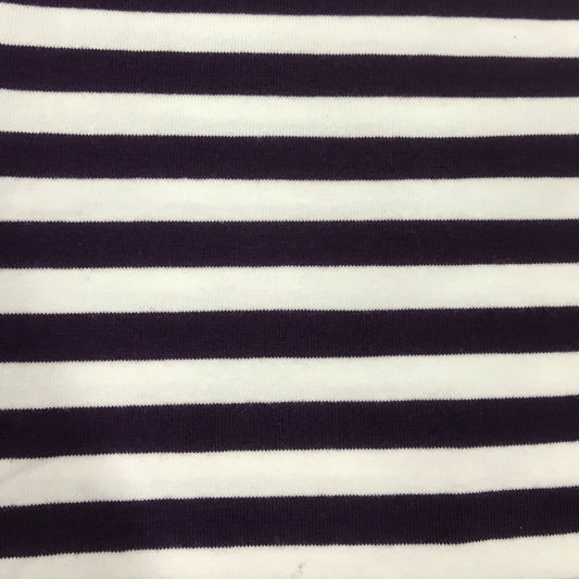 Purple and White 3/8" Stripes on Cotton/Spandex Jersey