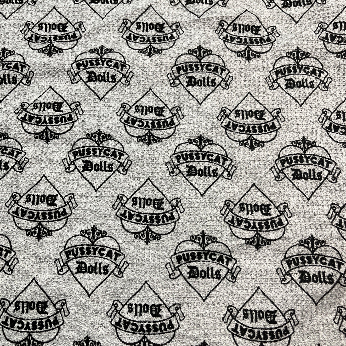 Pussycat Dolls on Gray Cotton Waffle Thermal Fabric - Nature's Fabrics