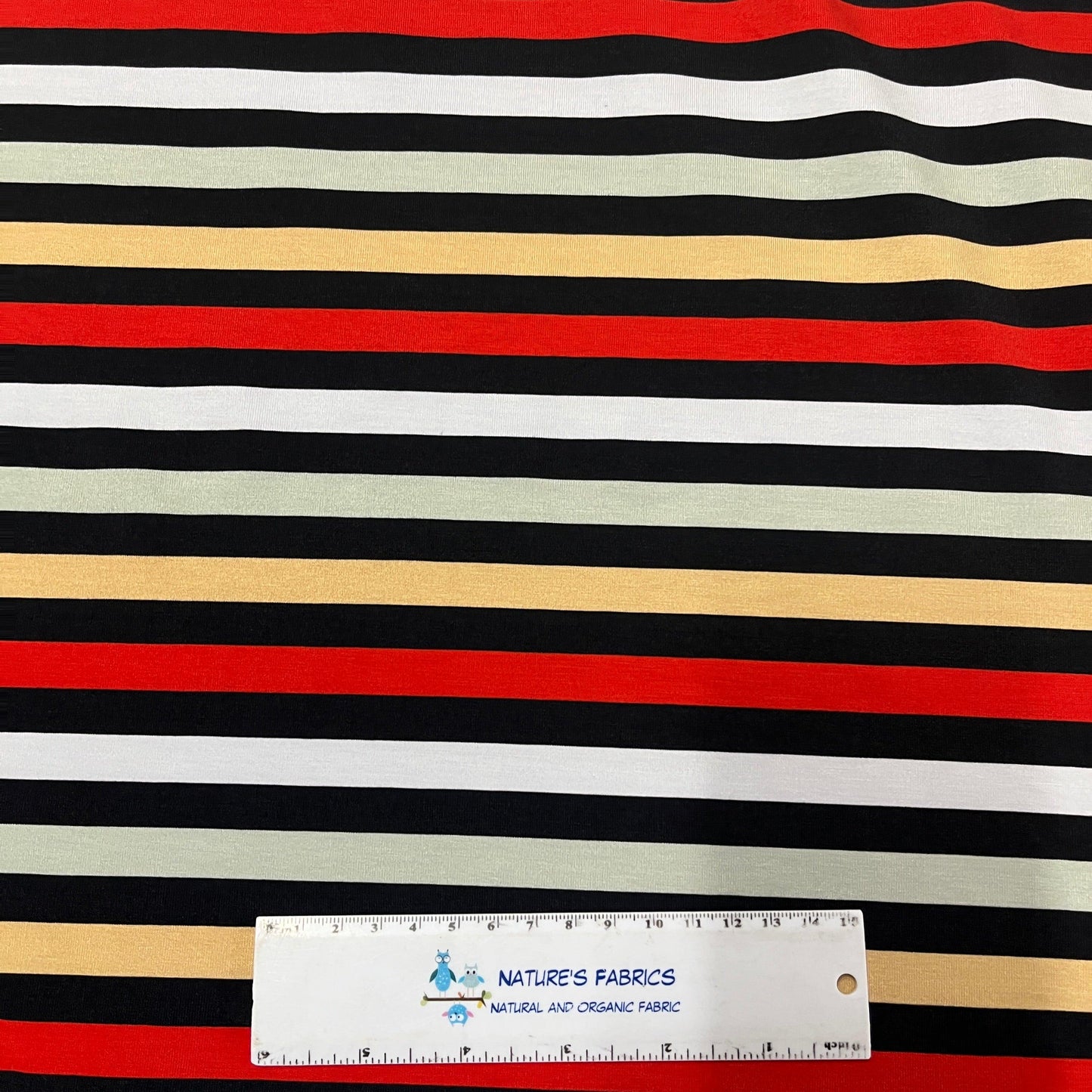 Rad Mushrooms Stripe on Bamboo/Spandex Jersey Fabric - Nature's Fabrics