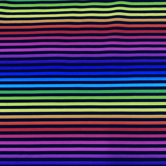 Rainbow and Black Stripes on 1 mil PUL Fabric - Made in the USA - Nature's Fabrics