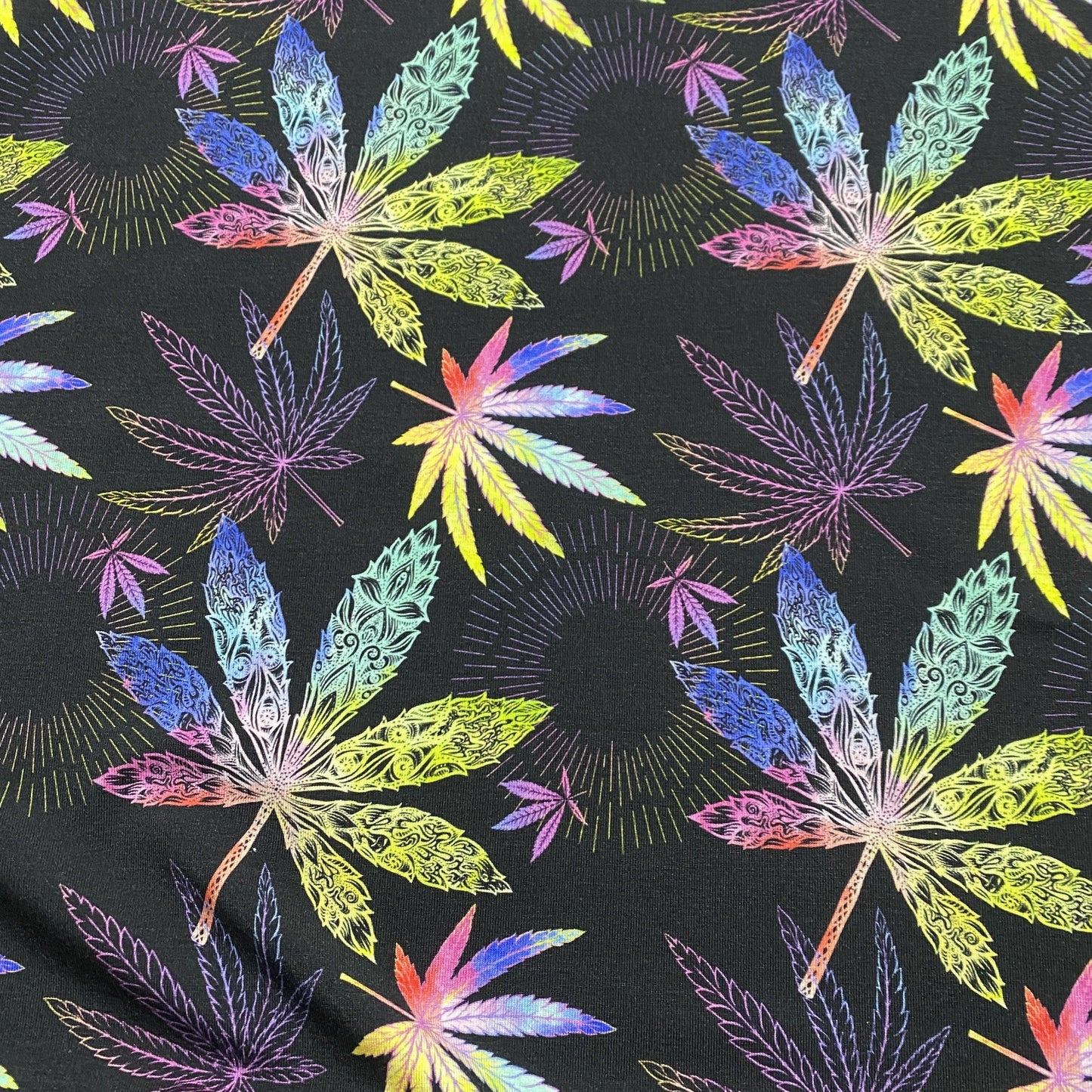 Rainbow Exotic Leaves on 1 mil PUL Fabric - Made in the USA - Nature's Fabrics