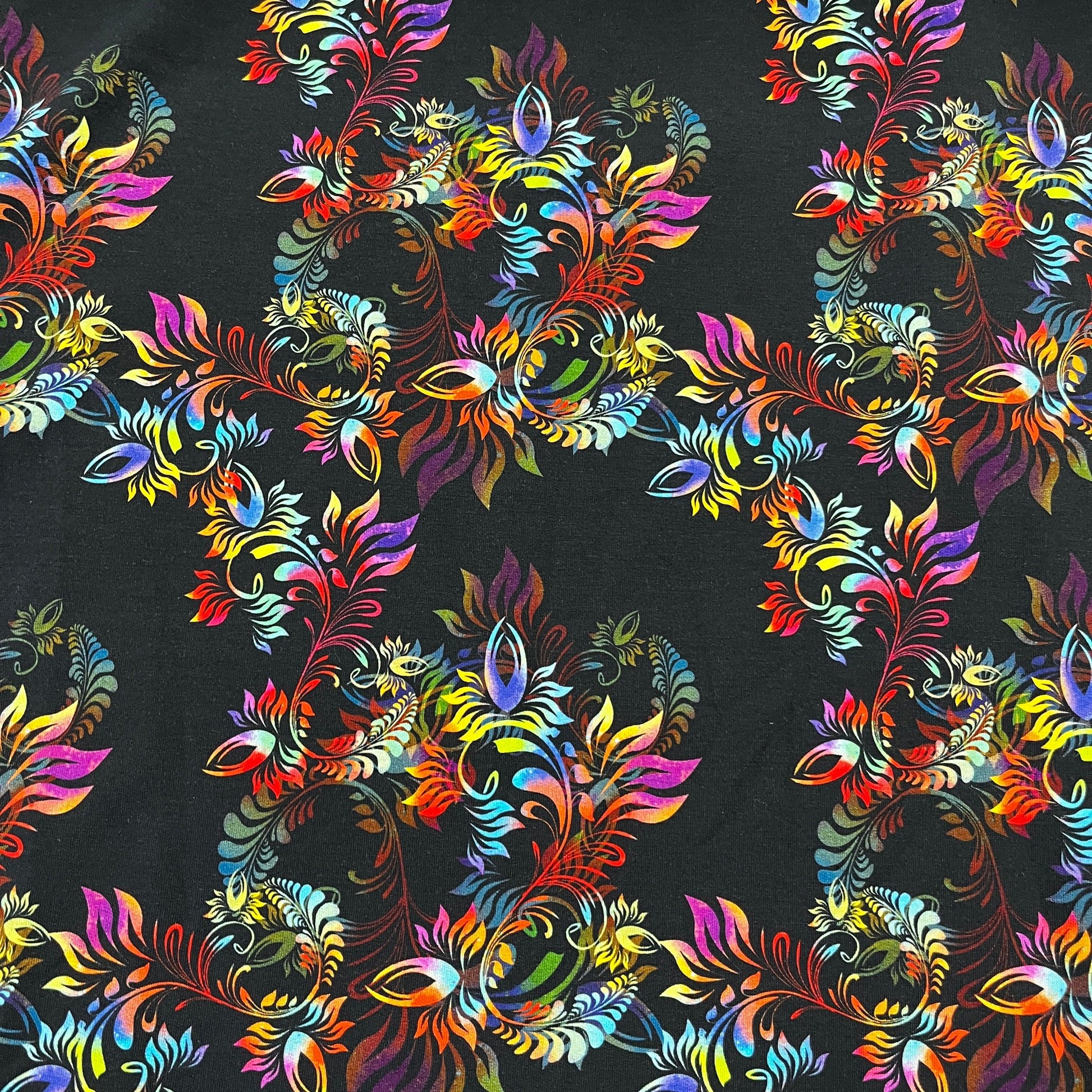Rainbow Vines on Bamboo Stretch French Terry Fabric - Nature's Fabrics