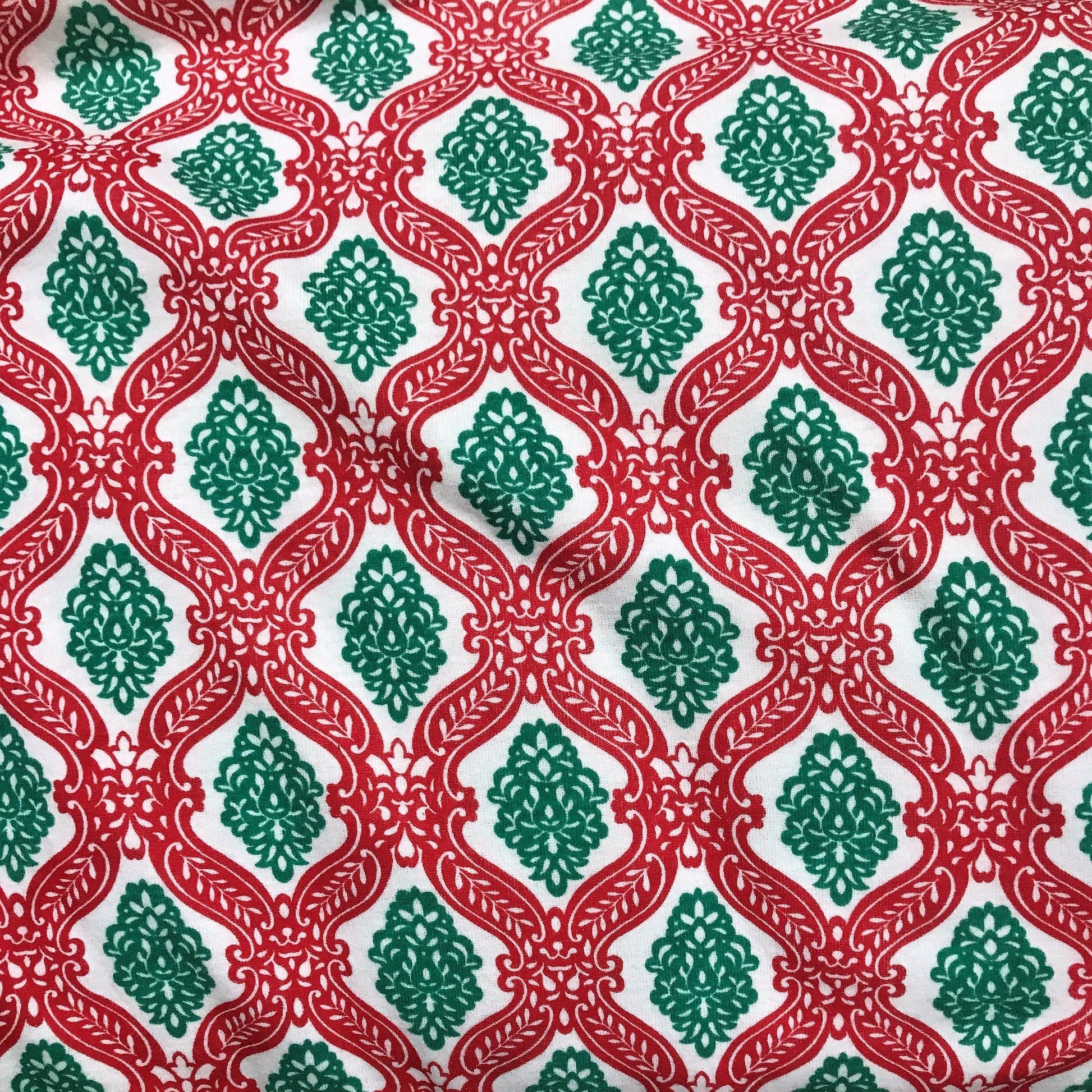 Red and Green Fleur Cotton Rib