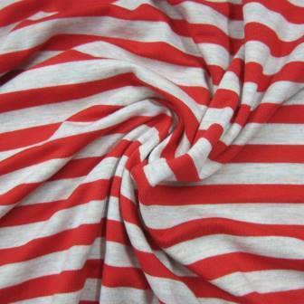 Red and Natural Stripe Bamboo/Spandex Jersey 