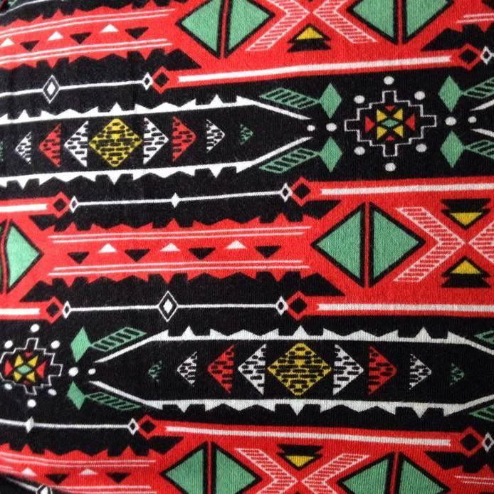 Red Aztec Stripe on Cotton/Spandex Jersey