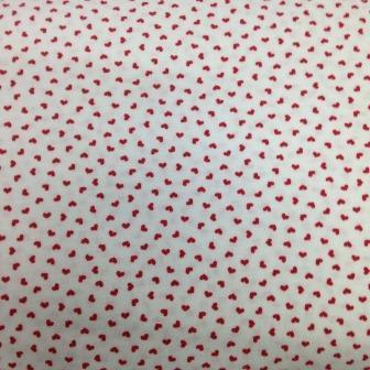 Red Hearts on White Cotton/Poly Jersey Fabric - Nature's Fabrics