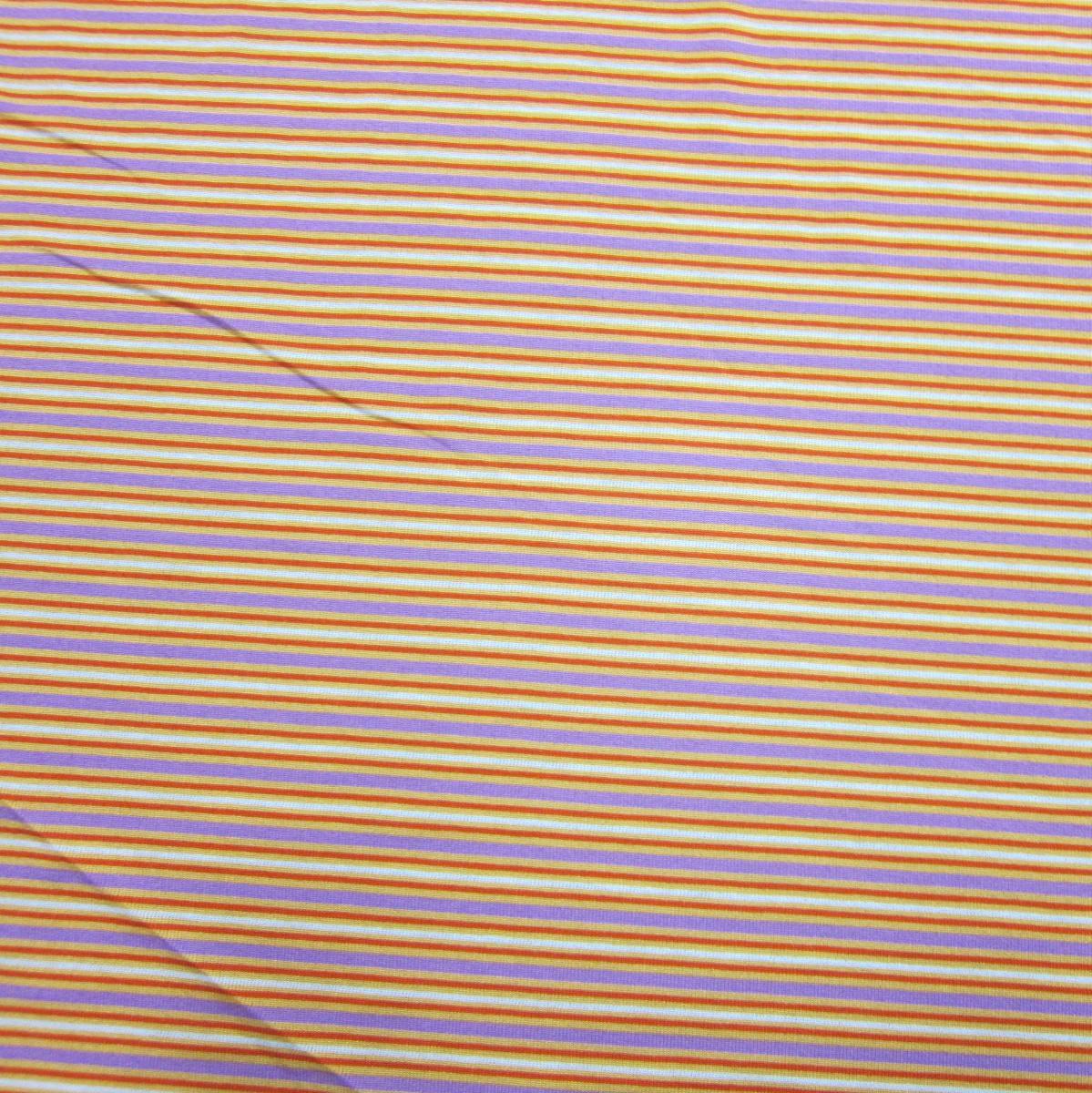 Red, Purple and Orange Stripes on Cotton Jersey