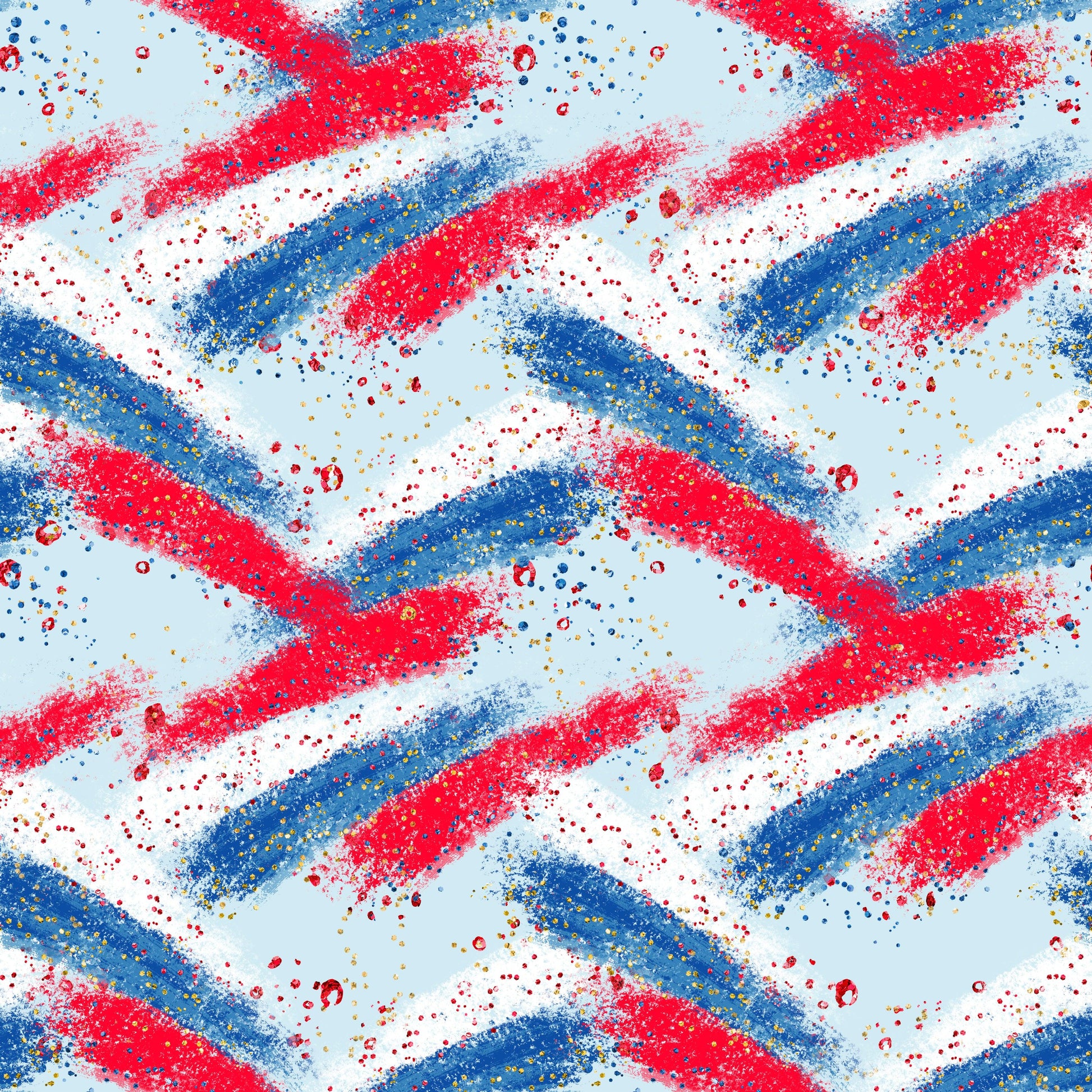 Red, White and Blue Paint on Bamboo/Spandex Jersey Fabric - Nature's Fabrics