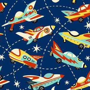 Retro Airplanes 1 mil PUL Fabric - Made in the USA - Nature's Fabrics