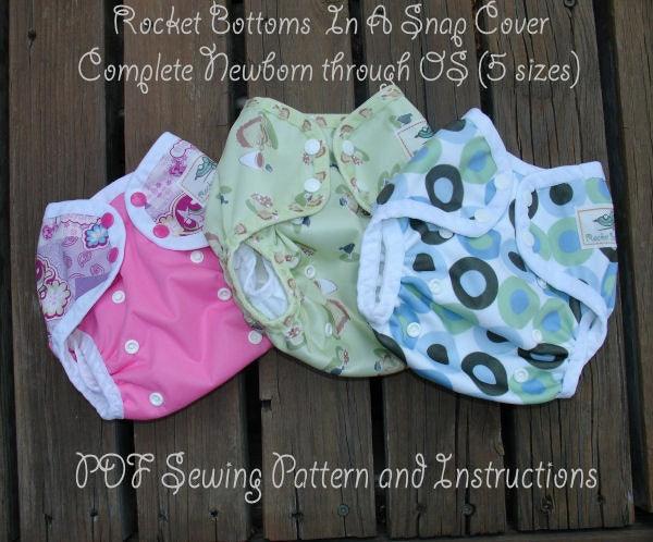 Rocket Bottoms In a Snap Diaper Cover Complete Cloth Diaper Digital Sewing Pattern - Nature's Fabrics