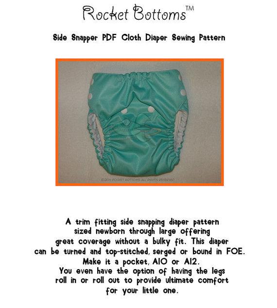 Rocket Bottoms Side Snapper Cloth Diaper Digital Sewing Pattern - Nature's Fabrics