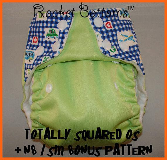 Rocket Bottoms Totally Squared OS plus Bonus NB/SM Cloth Diaper Digital Sewing Pattern - Nature's Fabrics