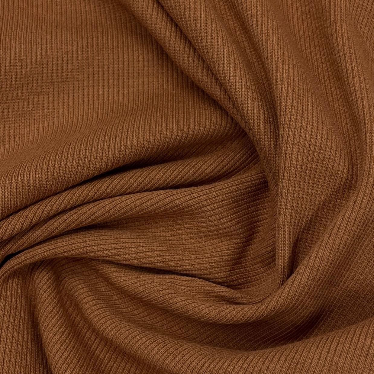 Ribbing Brown Jersey Fabric Ribbed Stretch Cotton Fabric Stretch