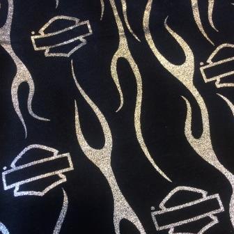 Silver Flames on Black Cotton/Spandex Jersey