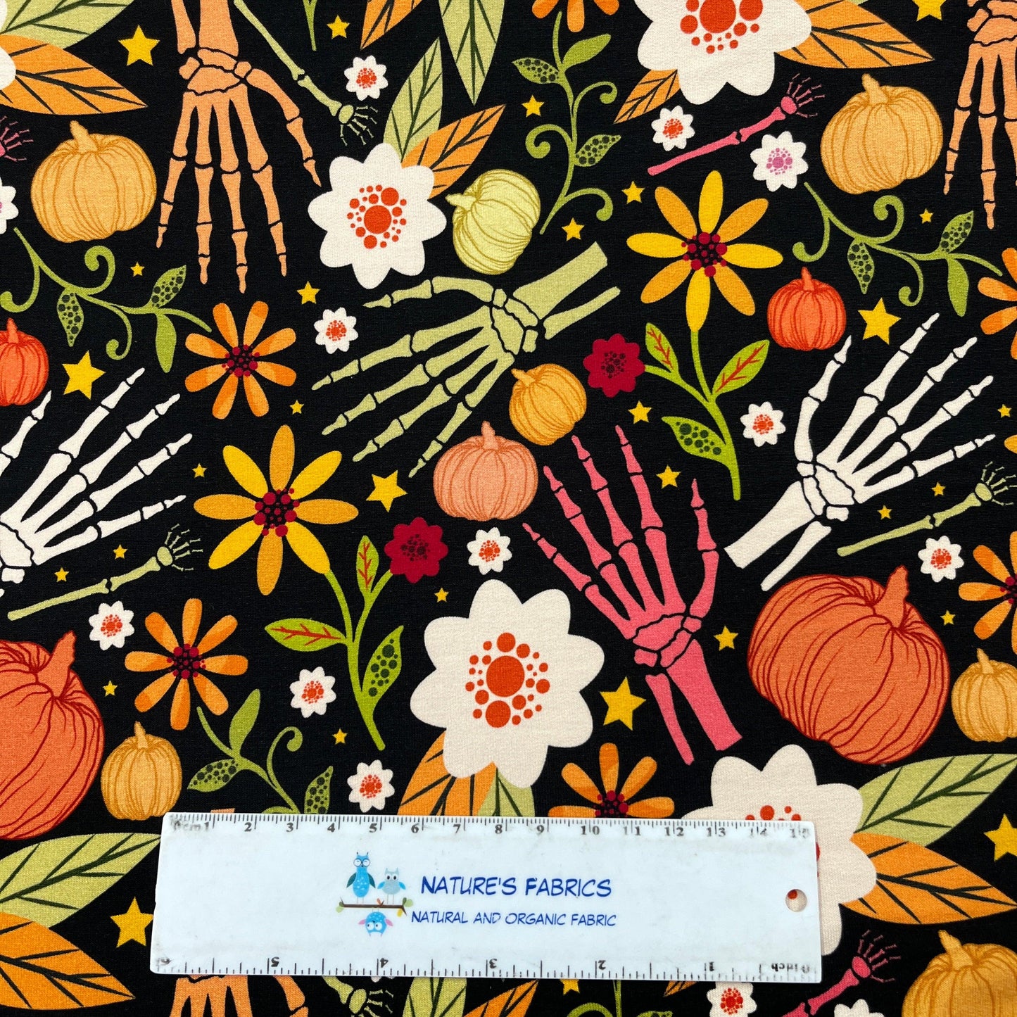 Skeleton Garden on Bamboo Stretch French Terry Fabric - Nature's Fabrics