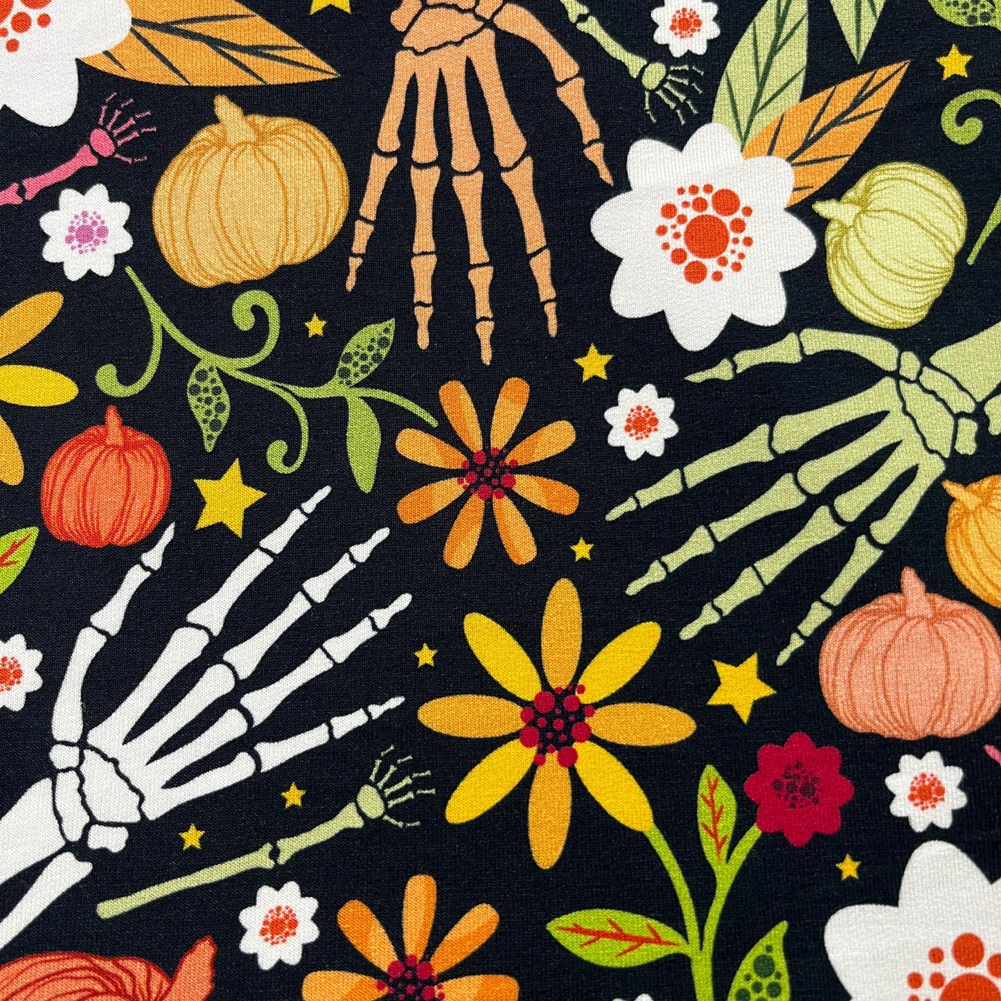 Skeleton Garden on Bamboo Stretch French Terry Fabric - Nature's Fabrics