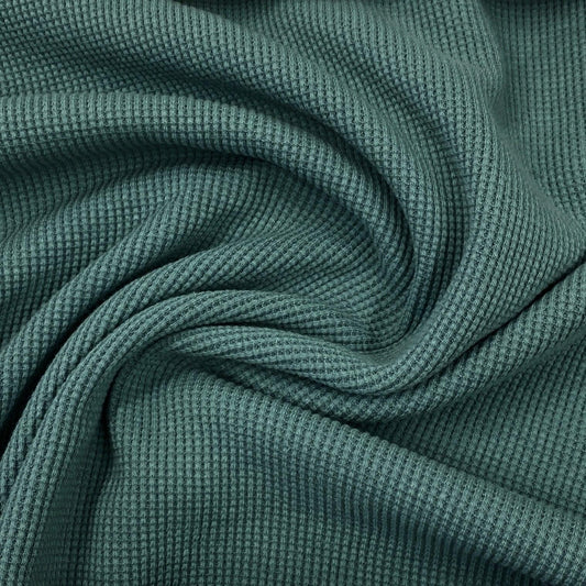 Smokey Teal Organic Cotton Thermal Fabric - Grown in the USA - Nature's Fabrics