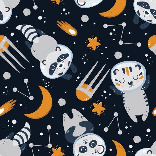 Space Creatures on Navy 1 mil PUL Fabric - Made in the USA - Nature's Fabrics