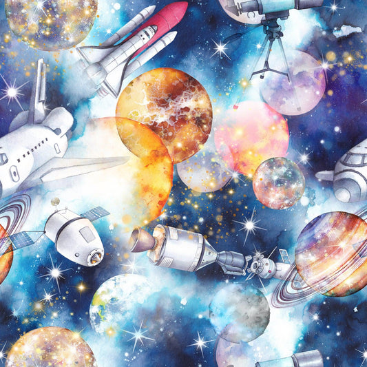 Spaceships 1 mil PUL Fabric - Made in the USA - Nature's Fabrics