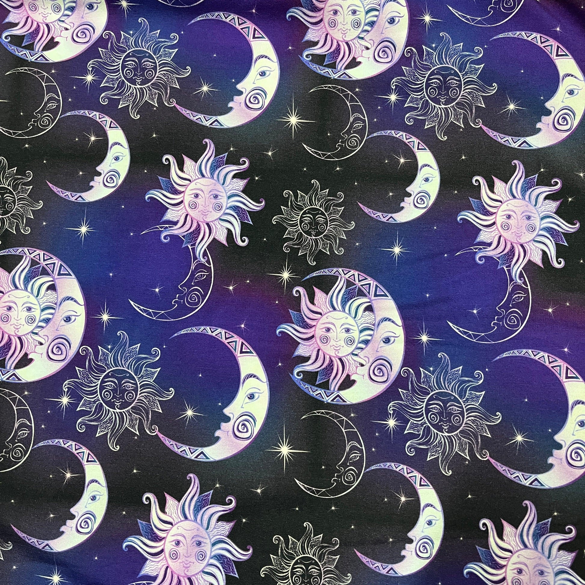 Sun and Moon on Bamboo/Spandex Jersey Fabric - Nature's Fabrics
