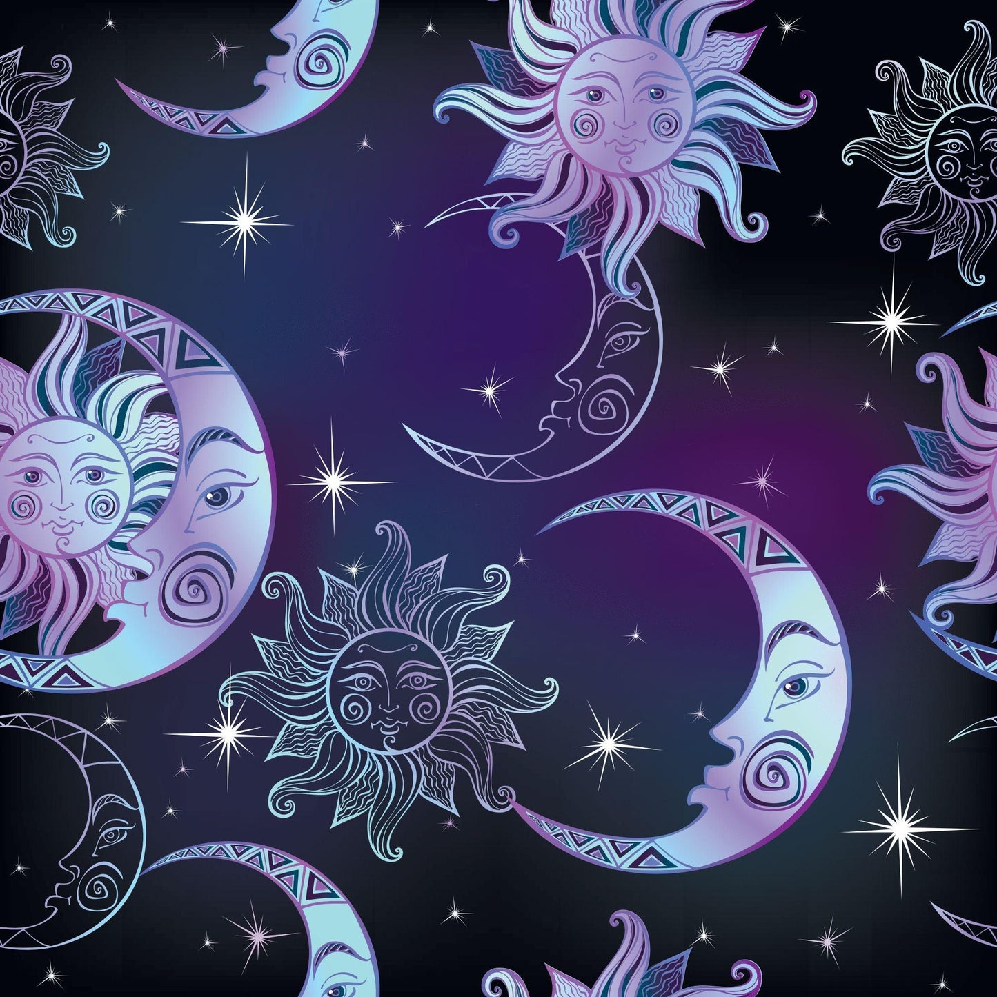 Sun and Moon on Bamboo/Spandex Jersey Fabric - Nature's Fabrics