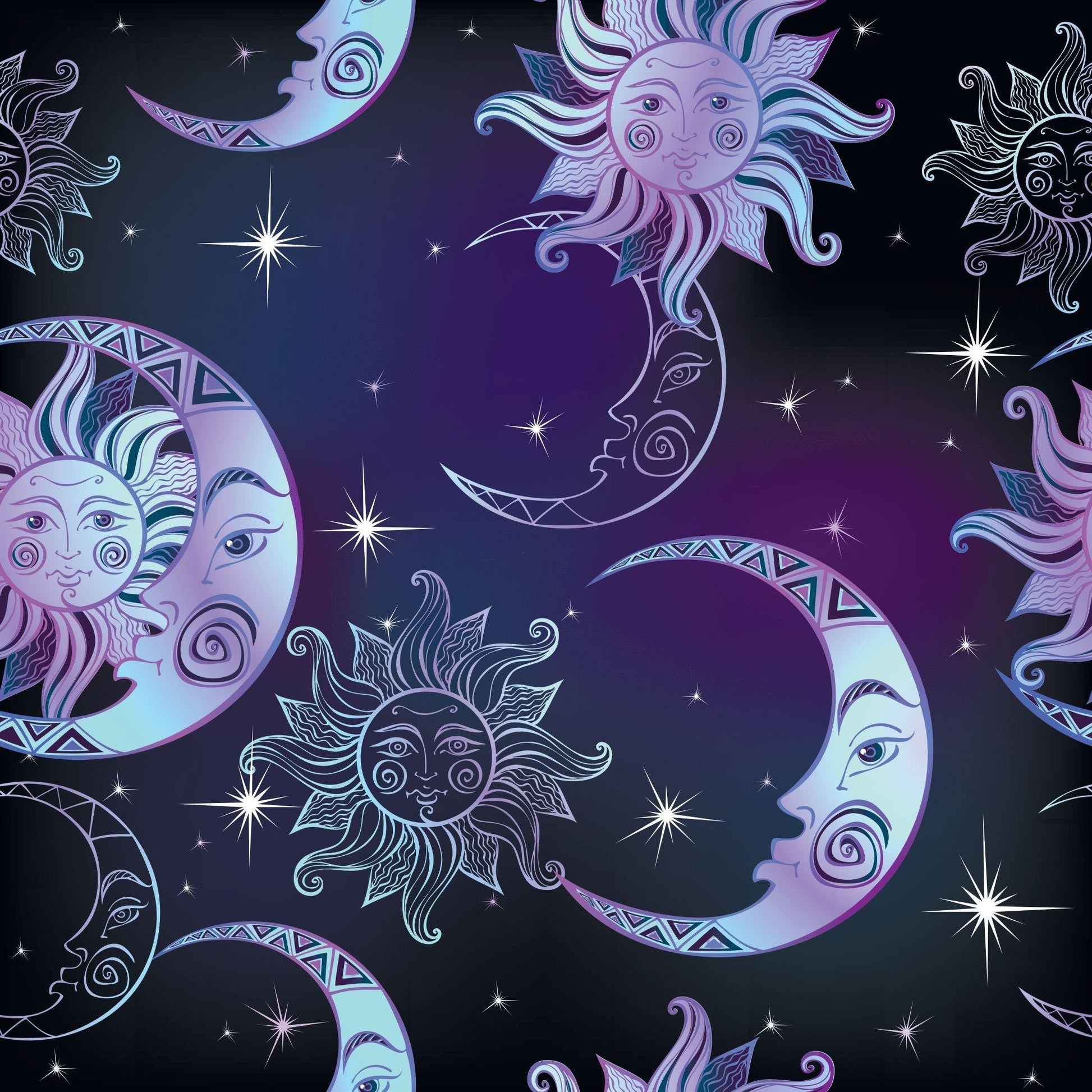 Sun and Moon on Bamboo/Spandex Jersey Fabric - Nature's Fabrics