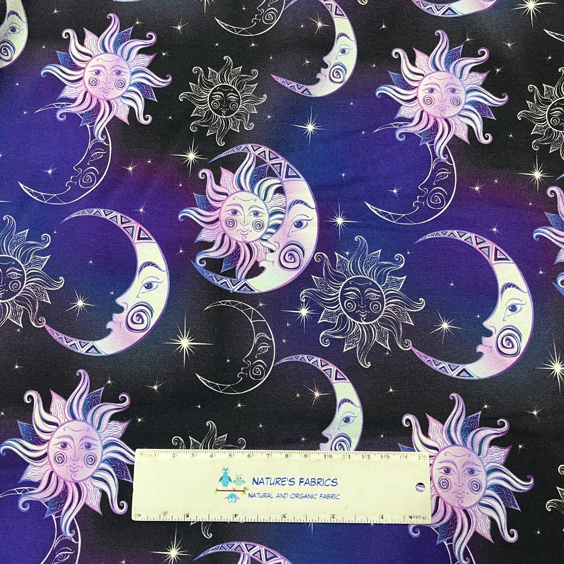 Sun and Moon on Bamboo/Spandex Jersey Fabric - Nature's Fabrics
