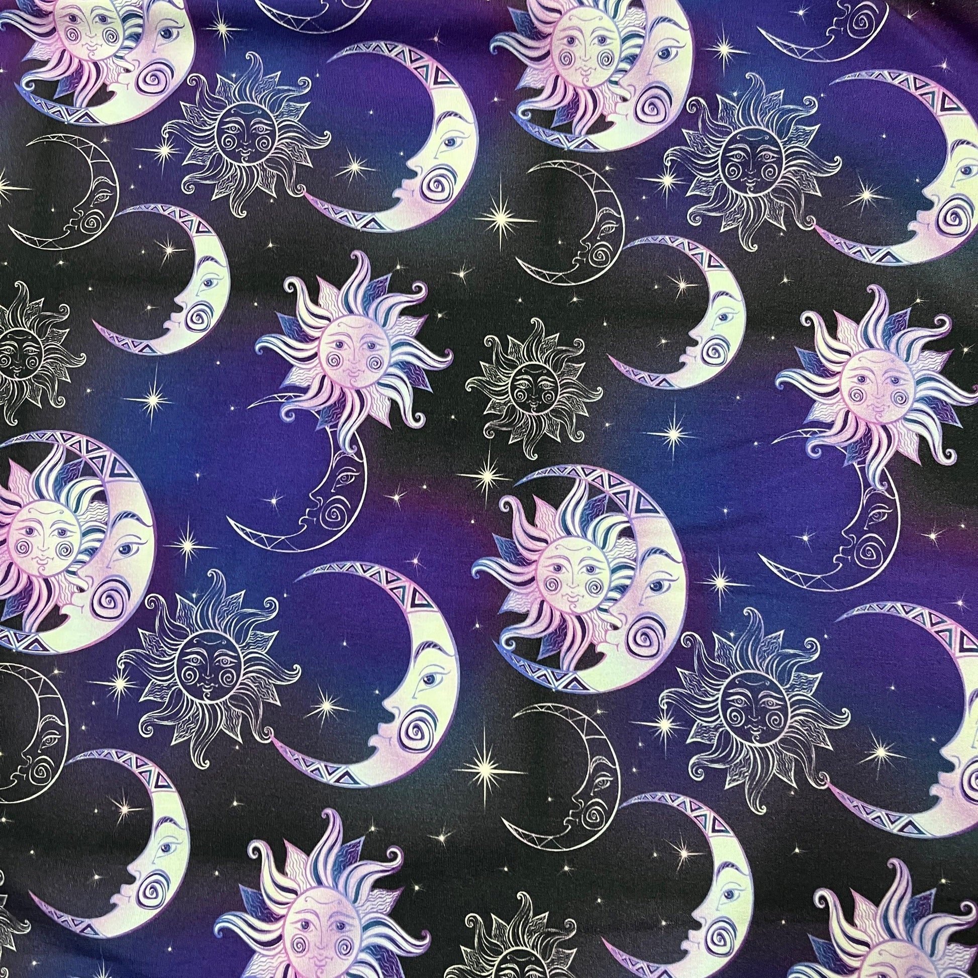 Sun and Moon on Bamboo/Spandex Jersey Fabric - Nature's Fabrics