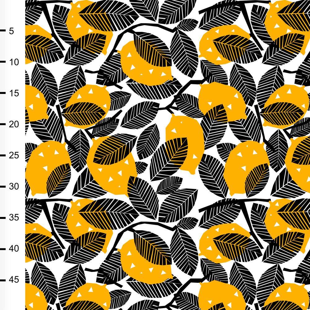 Sun Lemons on Organic Cotton/Spandex Jersey Fabric - Nature's Fabrics