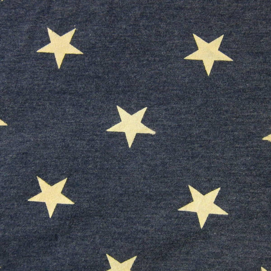 Tan Stars on Navy Cotton/Poly Jersey