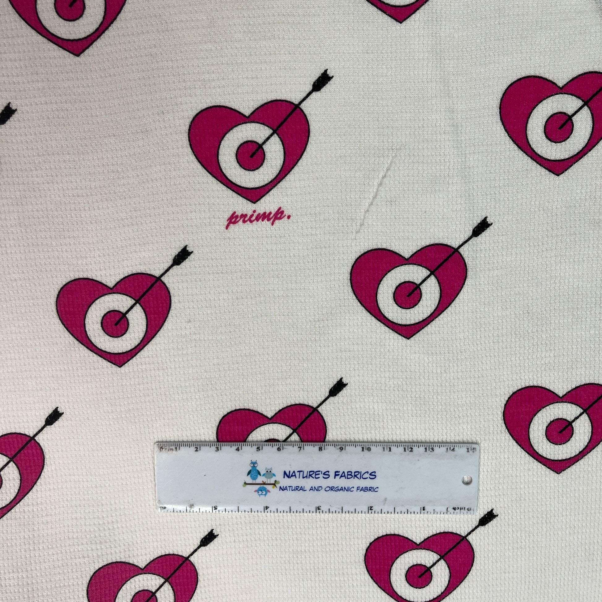 Target Hearts on White Cotton Thermal Fabric - Nature's Fabrics