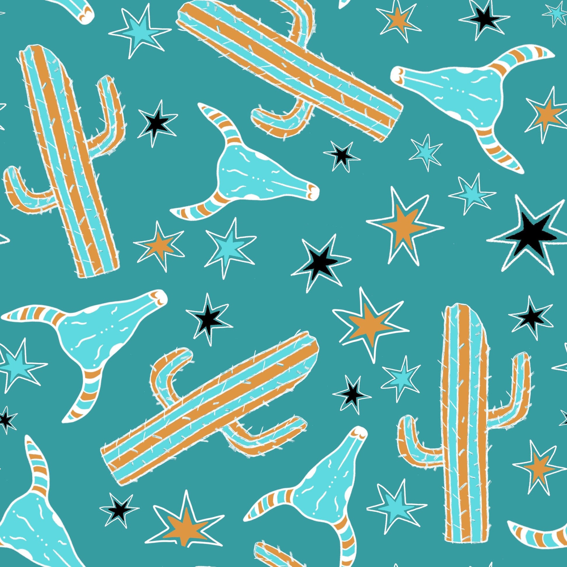 Texas on Blue Bamboo/Spandex Jersey Fabric - Nature's Fabrics