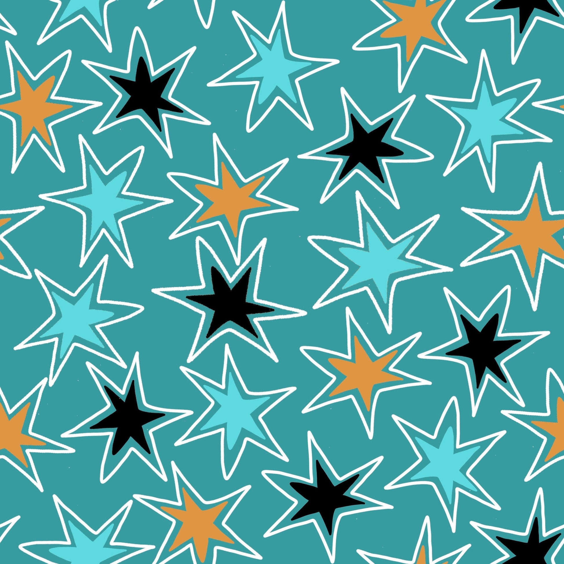 Texas Stars on Blue Bamboo/Spandex Jersey Fabric - Nature's Fabrics